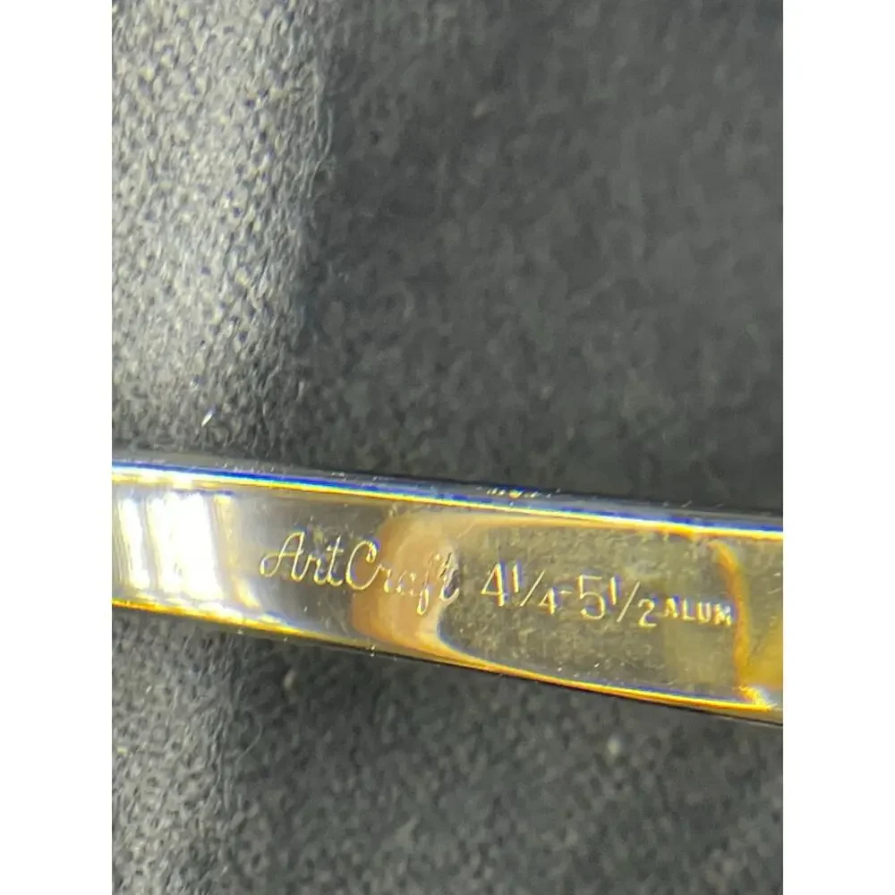 Cat Eye Glasses Art-Craft Gold Aluminum Browline Etched Floral 50s USA Vintage